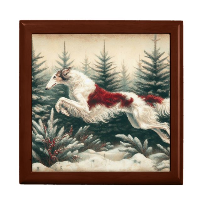 Borzoi In Trees Gift Box (Front)