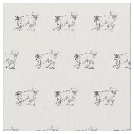 Borzoi Ink Sketch Dog Art Animal Fabric