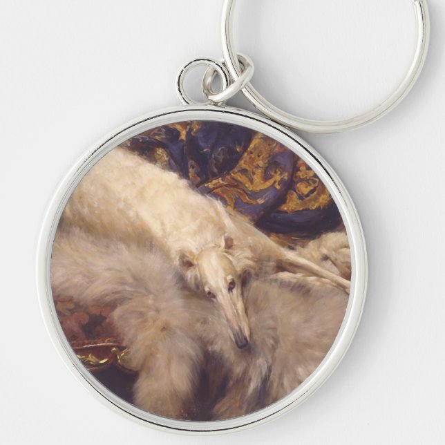 Borzoi Lounging Key Chain (Front)