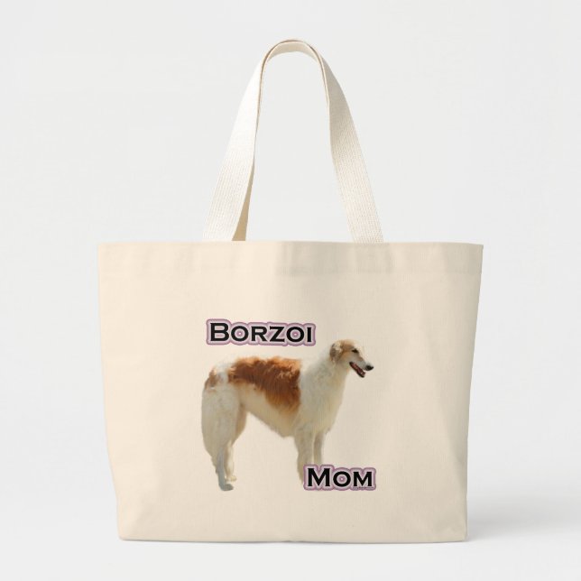 Borzoi Mom 4 Large Tote Bag (Front)