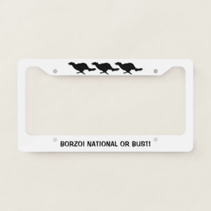 Borzoi National Or Bust License Plate Frame Black