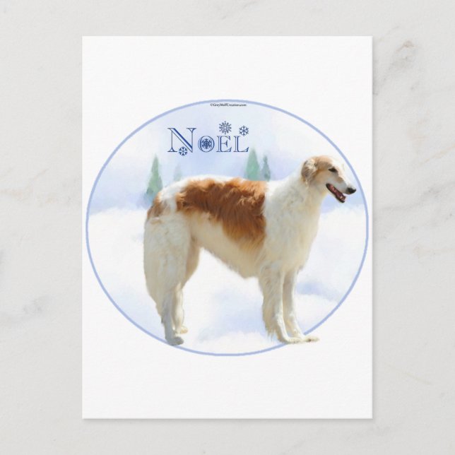 Borzoi Noel Holiday Postcard (Front)