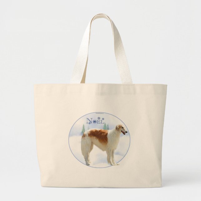 Borzoi Noel Large Tote Bag (Front)
