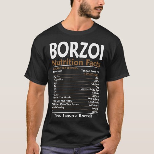 Borzoi Nutrition Facts T_Shirt