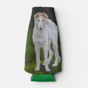 Borzoi Puppy Dog Art Foam Bottle Holder Cooler