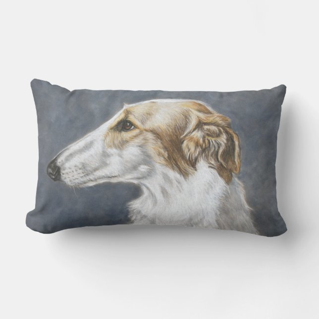 Borzoi Russian Woldhound Dog Art Pillow (Front)
