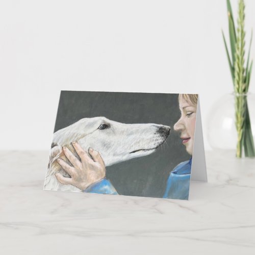 Borzoi Russian Wolfhound  Boy Dog Art Card