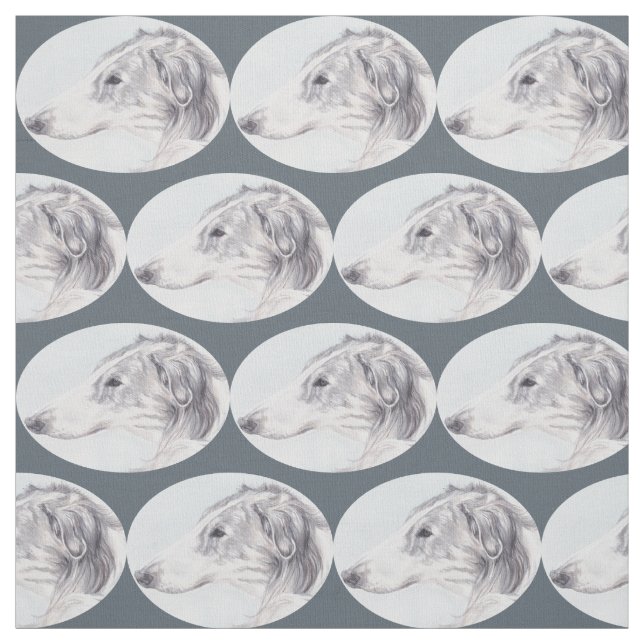 Borzoi Russian Wolfhound Dog Art Fabric (Swatch)