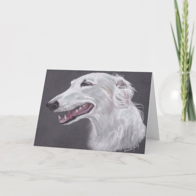 Borzoi Russian Wolfhound Dog Art Greeting Card (Front)