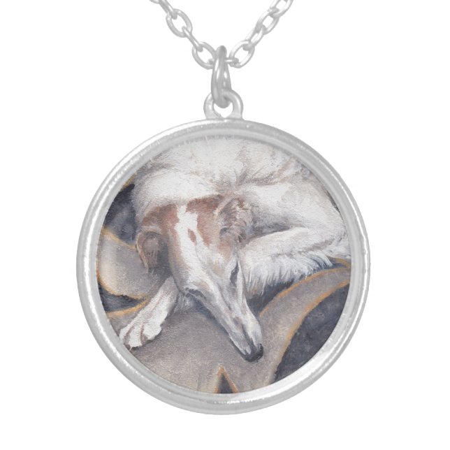 Borzoi Russian Wolfhound Dog Art Necklace (Front)