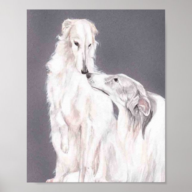 Borzoi Russian Wolfhound Dog Art Poster (Front)