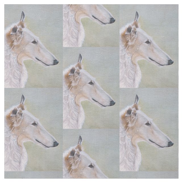 Borzoi Russian Wolfhound Profile Dog Art Fabric (Close Up)