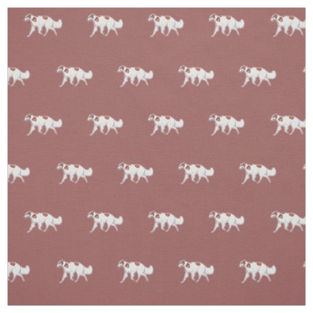 Borzoi Russian Wolfhound Trotting Dog Art Fabric (Swatch)