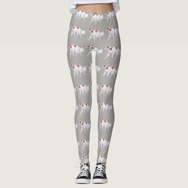 Borzoi Russian Wolfhound Trotting Dog Art Leggings (Front)