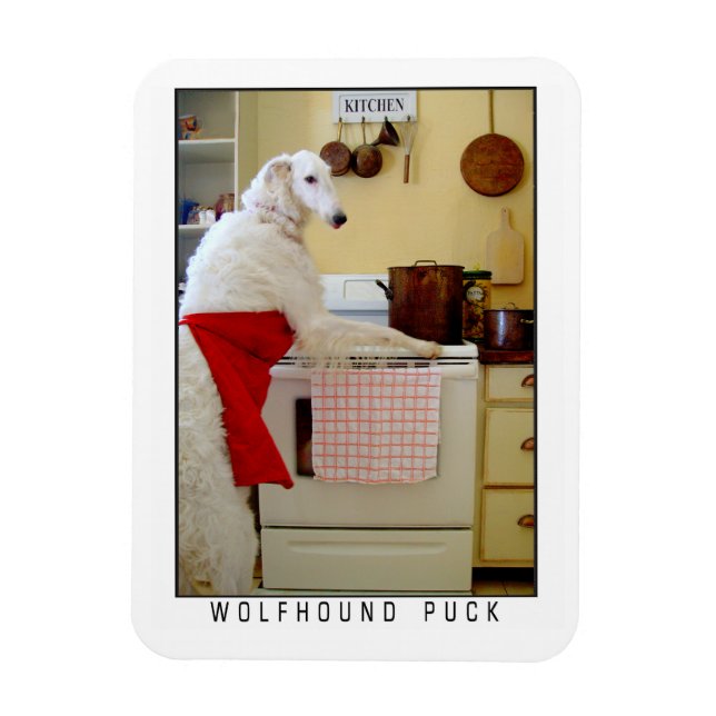 Borzoi Russian Wolfhound "Wolfhound Puck" Dog Magnet (Vertical)