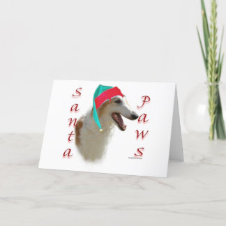 Borzoi Santa Paws Holiday Card