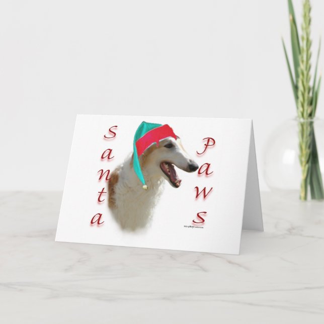 Borzoi Santa Paws Holiday Card (Front)
