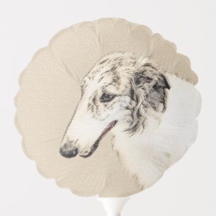 Borzoi (Silver Brindle) Painting Original Dog Art Balloon