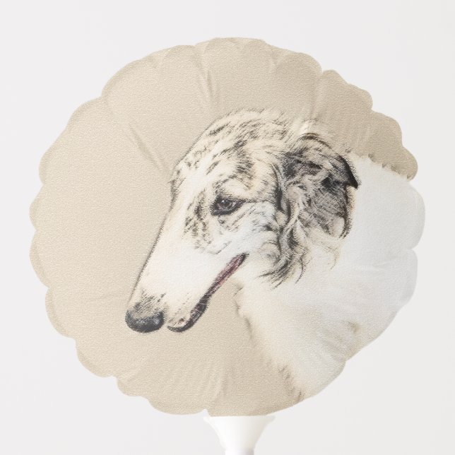 Borzoi (Silver Brindle) Painting Original Dog Art Balloon (Front)