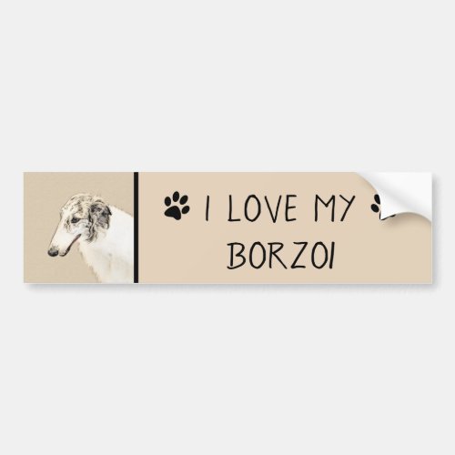 Borzoi Silver Brindle Painting Original Dog Art Bumper Sticker