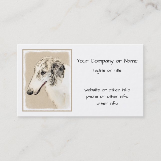 Borzoi (Silver Brindle) Painting Original Dog Art Business Card (Front)