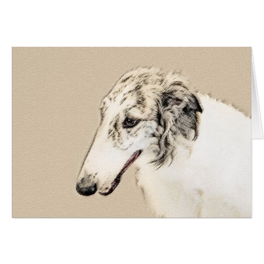 Borzoi (Silver Brindle) Painting Original Dog Art Cards (Front Horizontal)