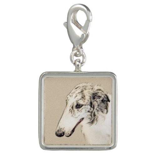 Borzoi Silver Brindle Painting Original Dog Art Charm
