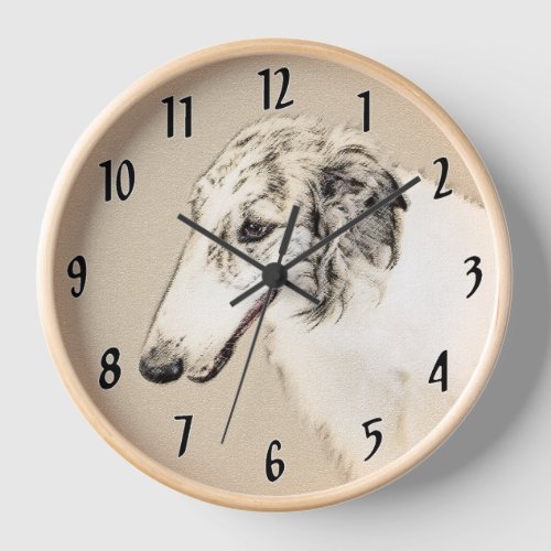 Borzoi Silver Brindle Painting Original Dog Art Clock