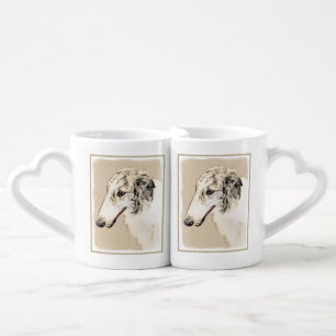 Borzoi (Silver Brindle) Painting Original Dog Art Coffee Mug Set