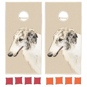 Borzoi (Silver Brindle) Painting Original Dog Art Cornhole Set