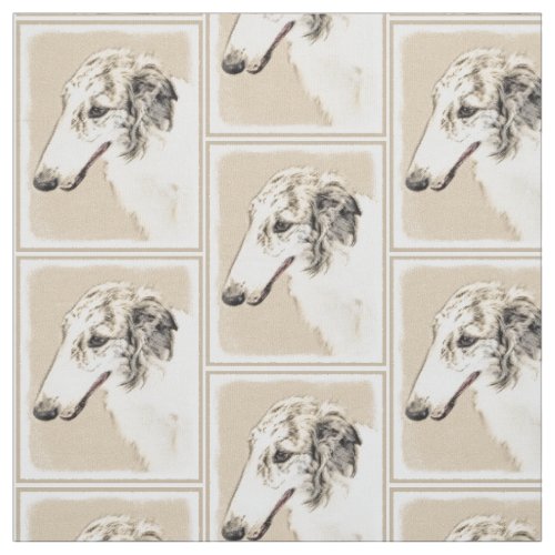 Borzoi Silver Brindle Painting Original Dog Art Fabric