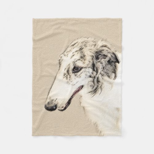 Borzoi Silver Brindle Painting Original Dog Art Fleece Blanket