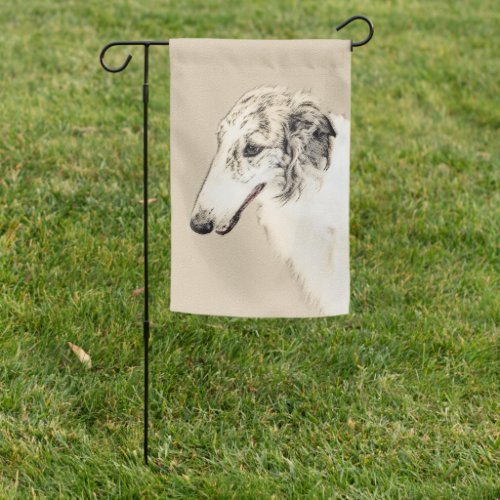 Borzoi Silver Brindle Painting Original Dog Art Garden Flag