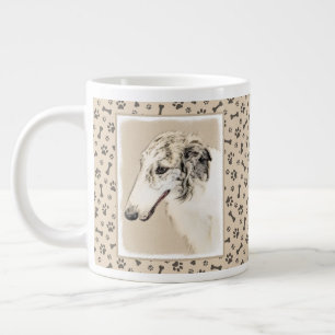 Borzoi (Silver Brindle) Painting Original Dog Art Giant Coffee Mug