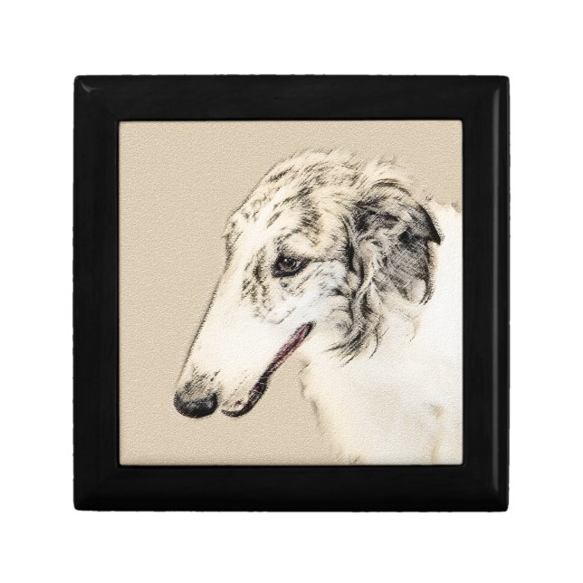 Borzoi (Silver Brindle) Painting Original Dog Art Gift Box (Front)