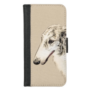 Borzoi (Silver Brindle) Painting Original Dog Art iPhone 8/7 Wallet Case