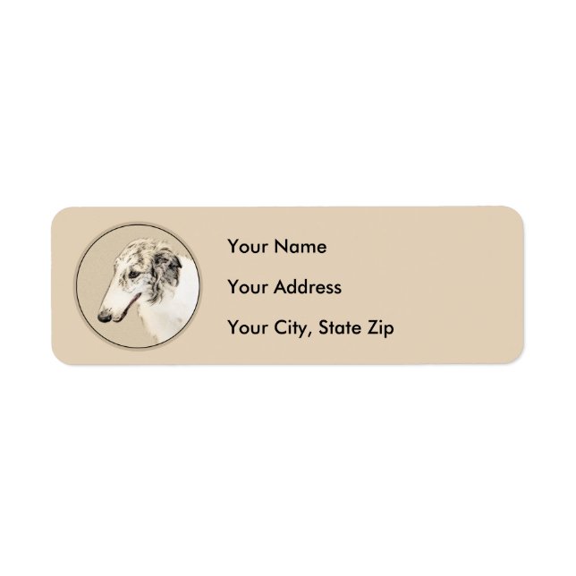 Borzoi (Silver Brindle) Painting Original Dog Art Label (Front)