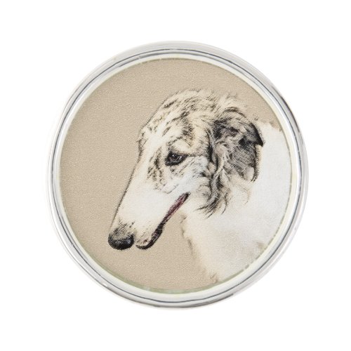 Borzoi Silver Brindle Painting Original Dog Art Lapel Pin