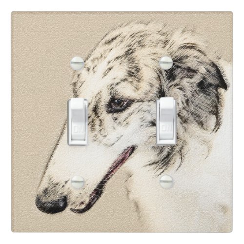 Borzoi Silver Brindle Painting Original Dog Art Light Switch Cover