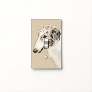 Borzoi (Silver Brindle) Painting Original Dog Art Light Switch Cover