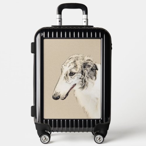 Borzoi Silver Brindle Painting Original Dog Art Luggage