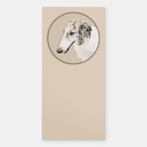 Borzoi Silver Brindle Painting Original Dog Art Magnetic Notepad