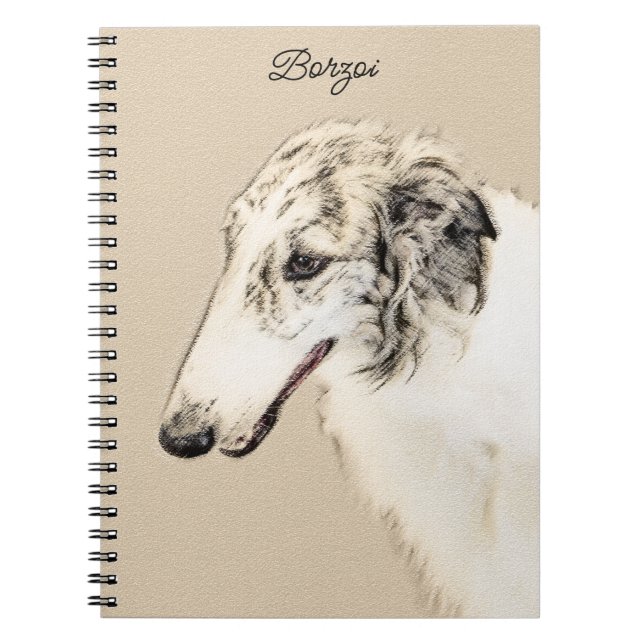 Borzoi (Silver Brindle) Painting Original Dog Art Notebook (Front)
