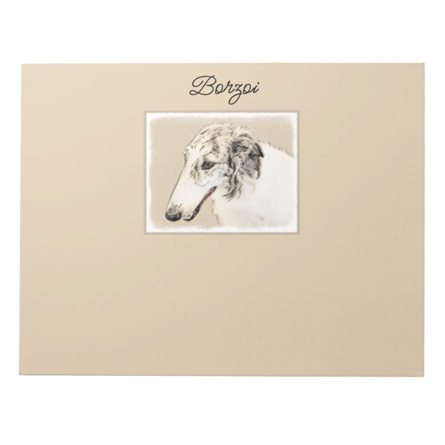 Borzoi (Silver Brindle) Painting Original Dog Art Notepad (Front)