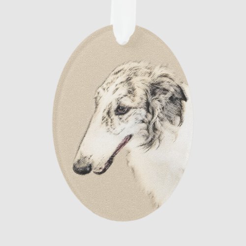 Borzoi Silver Brindle Painting Original Dog Art Ornament