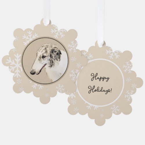 Borzoi Silver Brindle Painting Original Dog Art Ornament Card