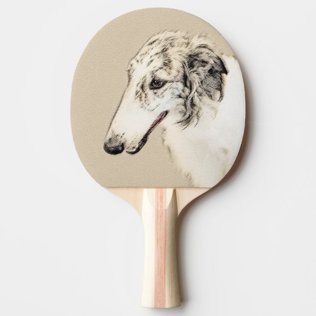 Borzoi (Silver Brindle) Painting Original Dog Art Ping Pong Paddle (Front)