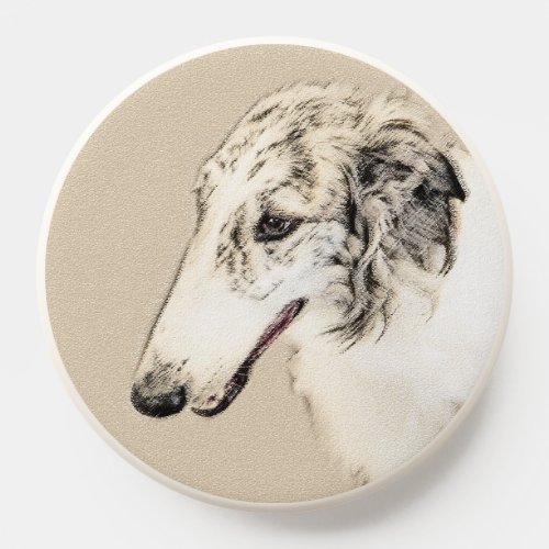 Borzoi Silver Brindle Painting Original Dog Art PopSocket