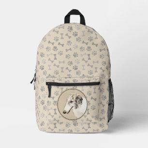 Borzoi (Silver Brindle) Painting Original Dog Art Printed Backpack