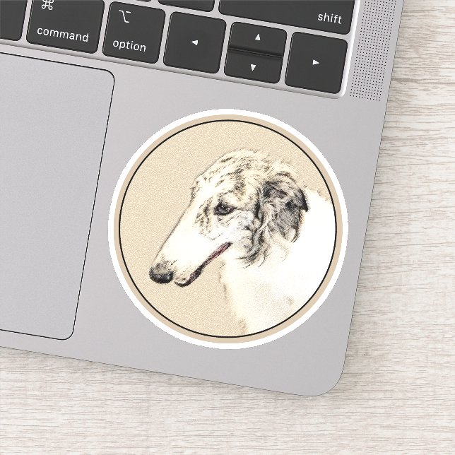 Borzoi (Silver Brindle) Painting Original Dog Art Sticker (Detail)